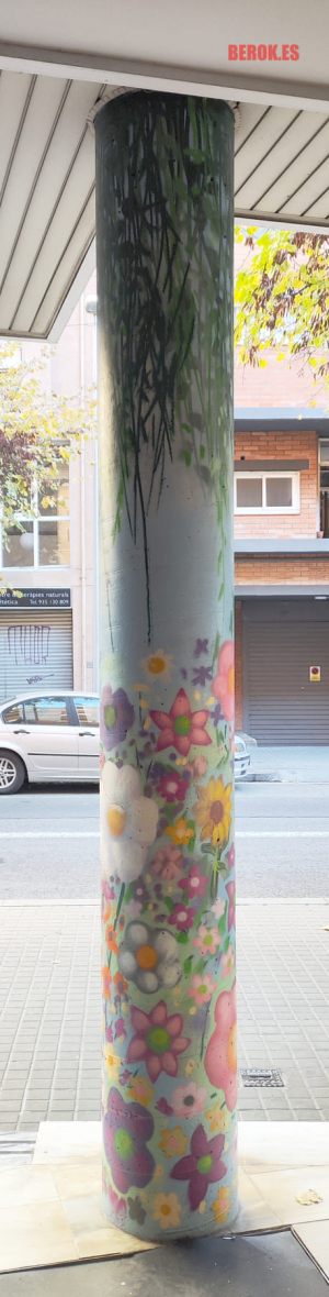 murales de flores barcelona columna